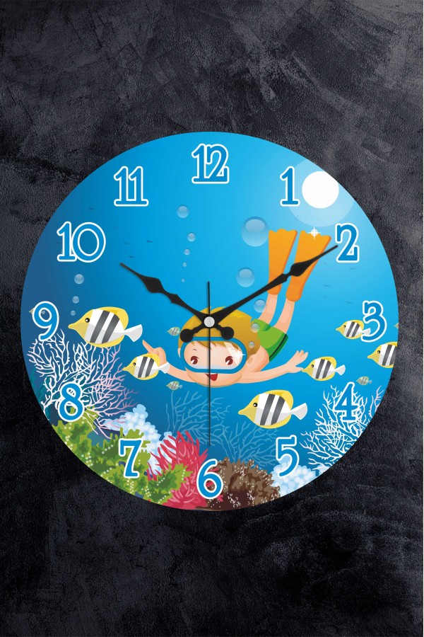 25 CM DEKORATİF PLASTİK CAM BOMBELİ ÇOCUK ODASI  DUVAR SAATİ