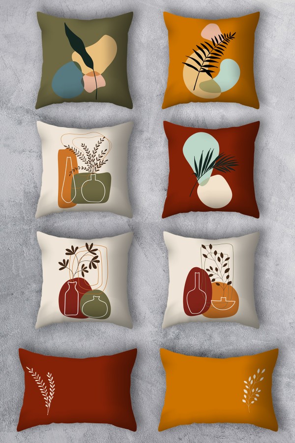 Çift Tarafı Baskılı 43x43 Kırlent Kılıfı 8'li Set Kombini. Çift Tarafı Baskılı 43x43 Kırlent Kılıfı 8'li Set Kombini.